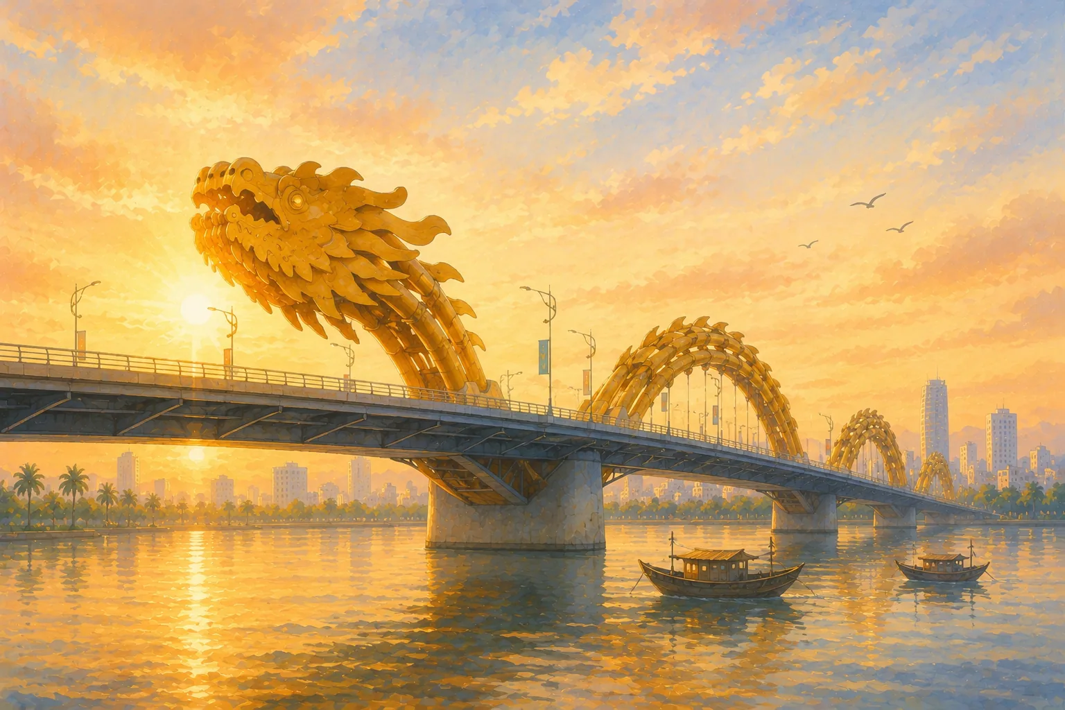 Dragon Bridge over Han River at sunrise